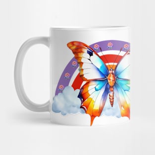 Beautifull Watercolor Butterfly With Rainbow Mug